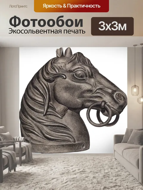 Фотообои Металлическая скульптура головы лошади