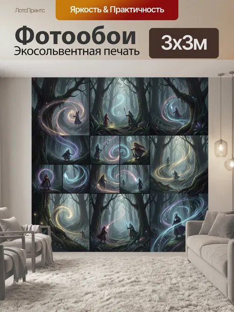 Фотообои Мистический лес и светящиеся арки