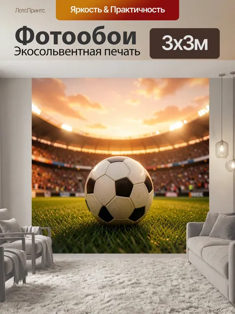 Фотообои Футбольный мяч на стадионе