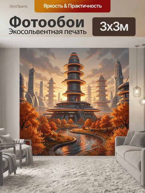 Фотообои Будущее с небоскребами и дорогой