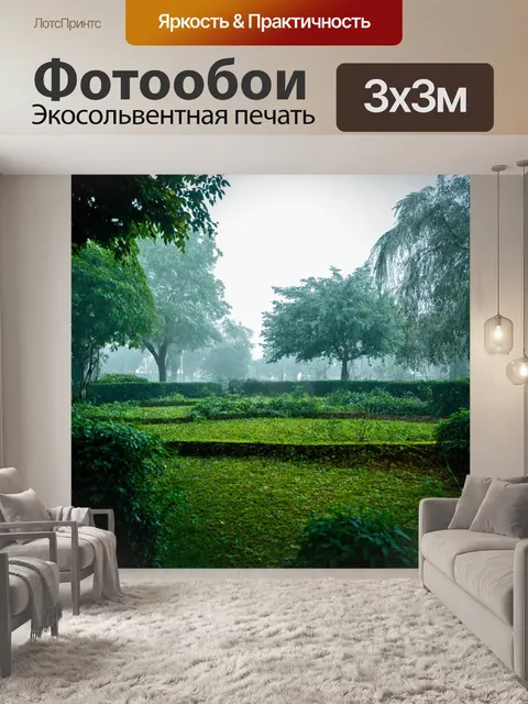 Фотообои туман в стиле модерн, туманные заброшенные сады, запах воспоминаний о прошедшем времени