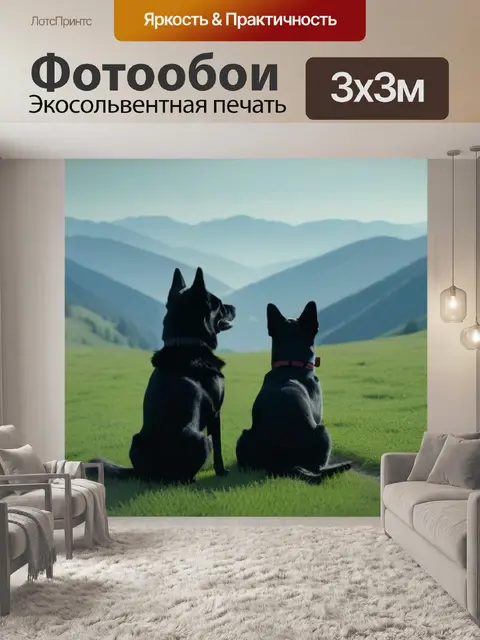 Фотообои пейзаж с собаками минимал