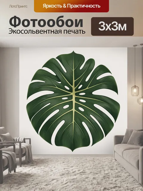 Фотообои Тропический лист монстеры