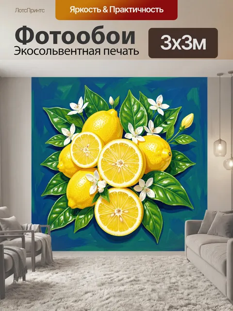 Фотообои Цитрусовый букет с зеленью и цветами