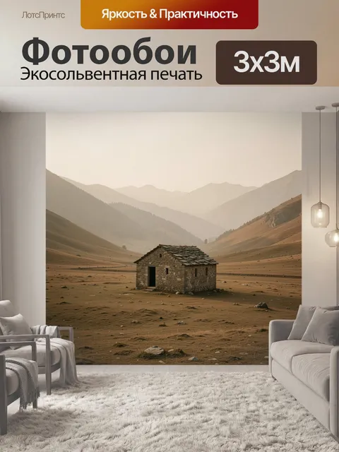 Фотообои Каменный домик в горах