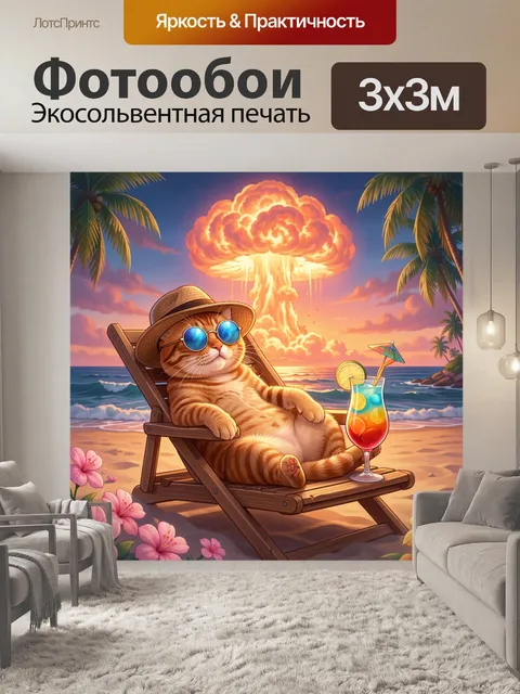 Фотообои Кот на пляже у взрыва
