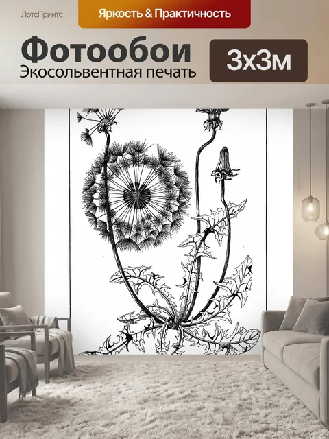 Фотообои Винтажные иллюстрации одуванчика