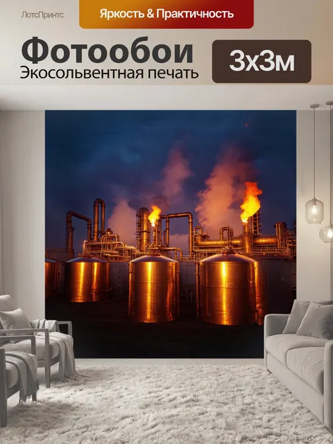 Фотообои огромный нефтеперерабатывающий завод
