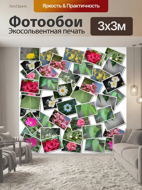 Фотообои Цветы и листья - Photo Collage