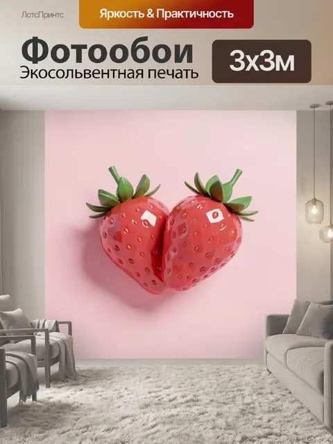 Фотообои Две клубники в форме сердца
