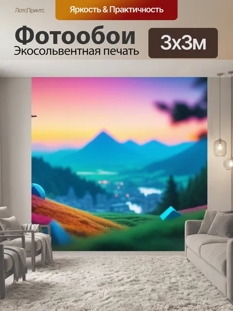 Фотообои пейзаж с геометрических фигур разноцветный