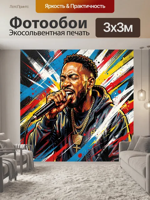 Фотообои Энергичный рэпер на выступлении