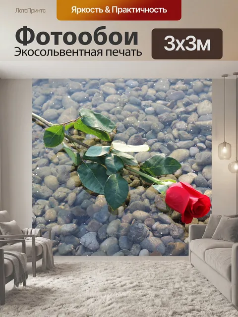 Фотообои Красная роза на льду
