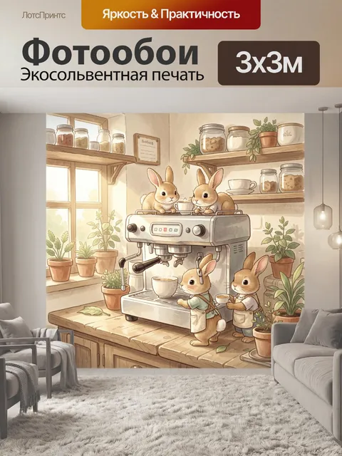Фотообои Кролики у эспрессо-машины