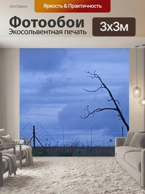 Фотообои мертвое дерево на фоне пасмурного неба