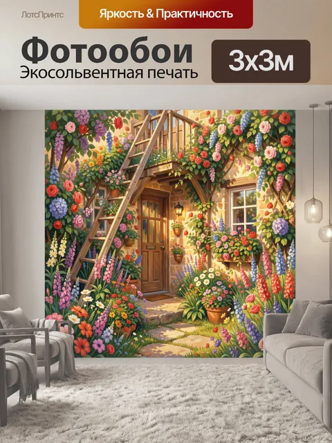 Фотообои Садовый вход с цветущими лианами