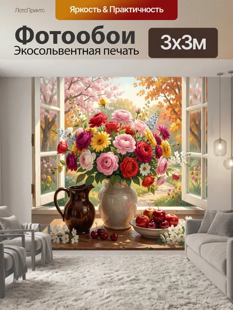 Фотообои Цветы у открытого окна
