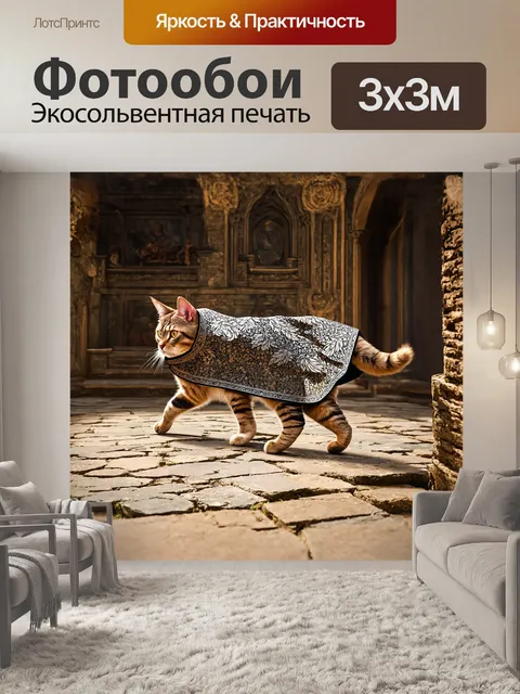 Фотообои **кальпе с интригующим узором развевается за котом