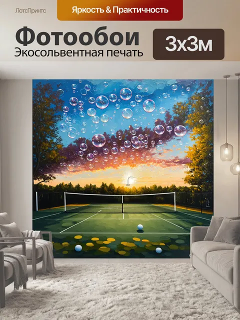 Фотообои теннисный корт в лучах заката
