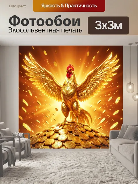Фотообои Сияющий золотой петух