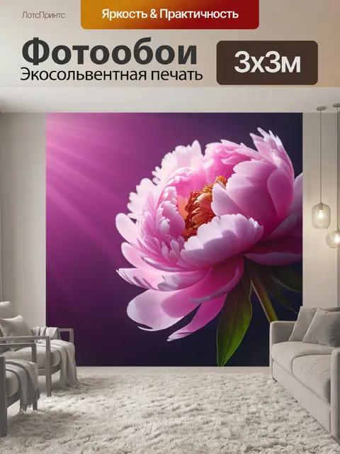 Фотообои с пионом минимал