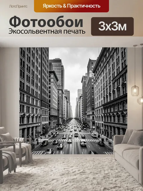 Фотообои Монохромный городской проспект