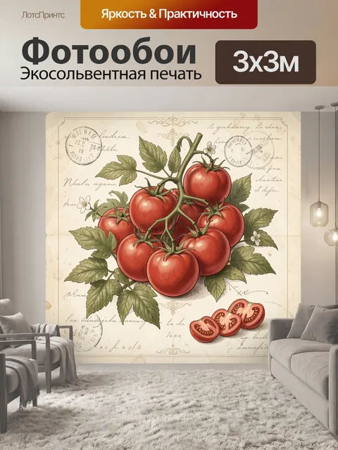 Фотообои Винтажная ботаническая иллюстрация томатов