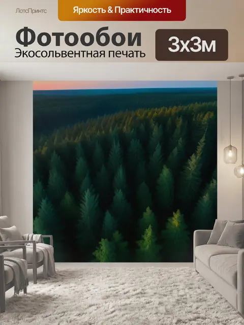 Фотообои закат над лесом