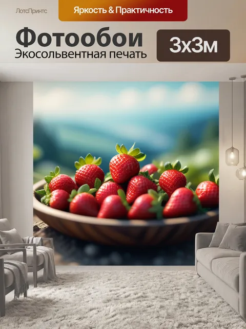 Фотообои пейзаж с клубникой