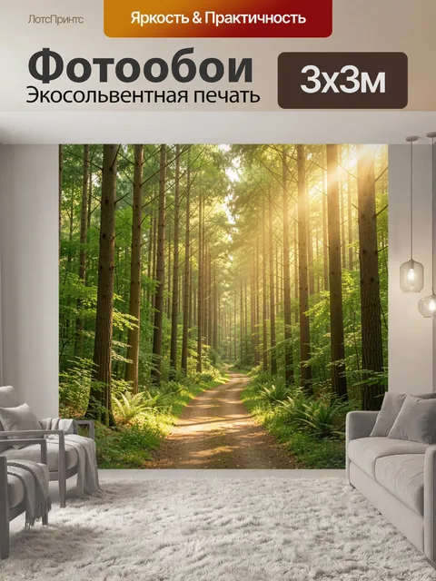 Фотообои Солнечная лесная тропа