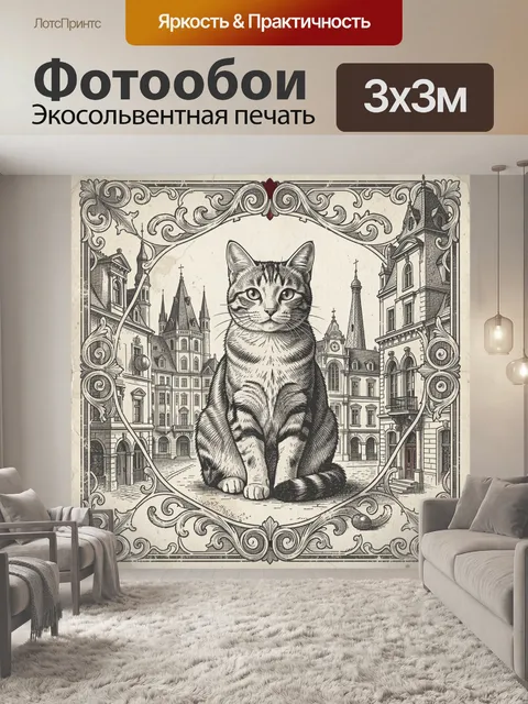 Фотообои Кот на старинной городской площади