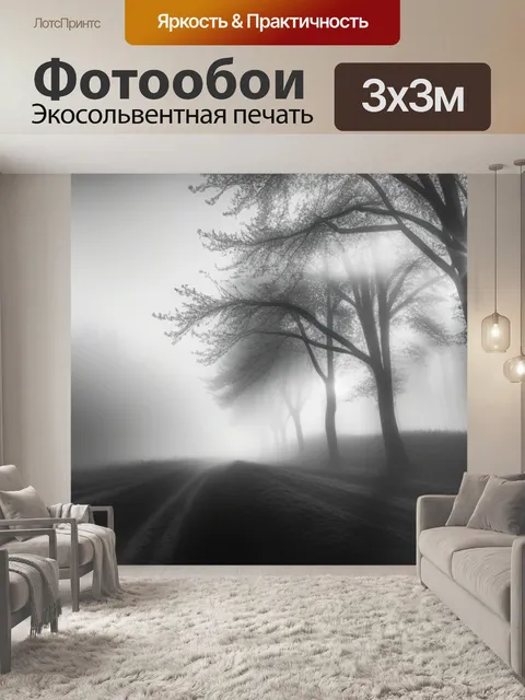 Фотообои пейзаж с туманом картинки чернобелый