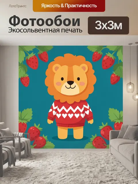 Фотообои Милый лев в свитере