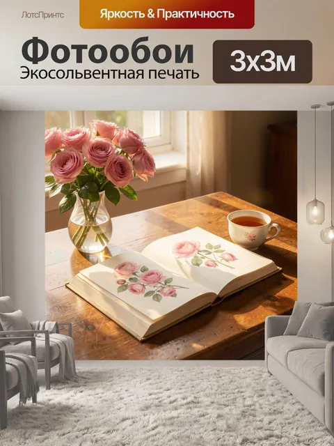 Фотообои Розы в солнечном интерьере