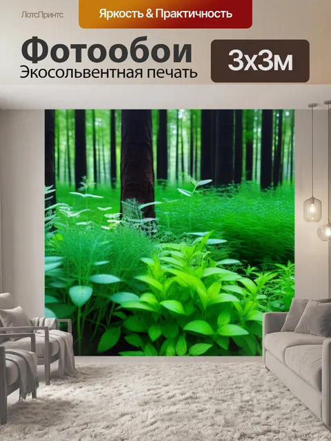 Фотообои лес, наполненный ароматами свежих трав