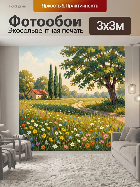 Фотообои Цветущий сельский пейзаж