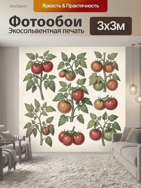 Фотообои Ветви томатов с красными плодами