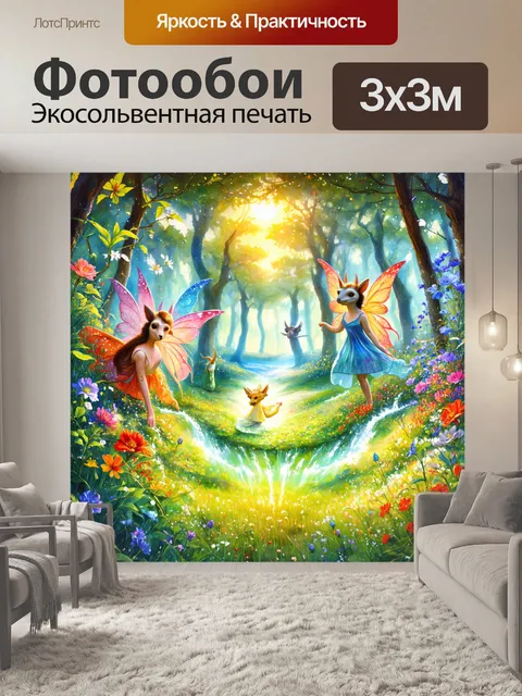 Фотообои мистический лес с уникальными существами, перетекающими из одного мира в другой