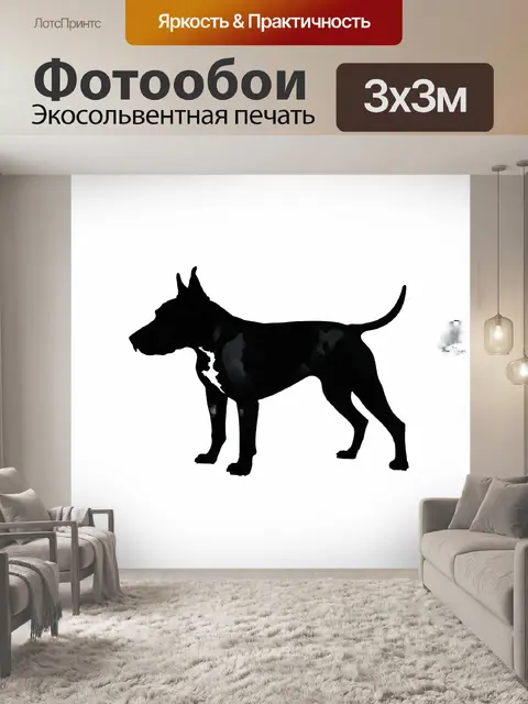 Фотообои силуэт черного бультерьера, изображенный в профиль, выражает силу и грацию