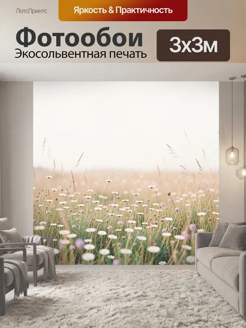 Фотообои Луговые ромашки в мягком свете