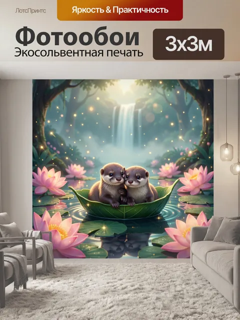Фотообои Два выдренка на листе