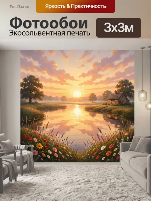 Фотообои Закат над тихой рекой