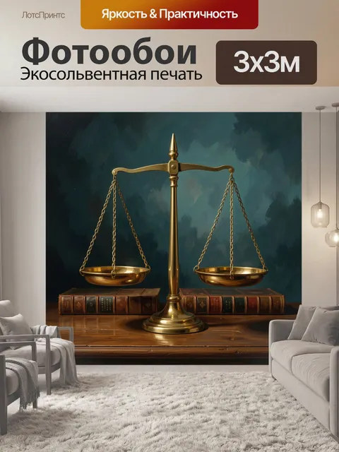 Фотообои Золотые весы и книги
