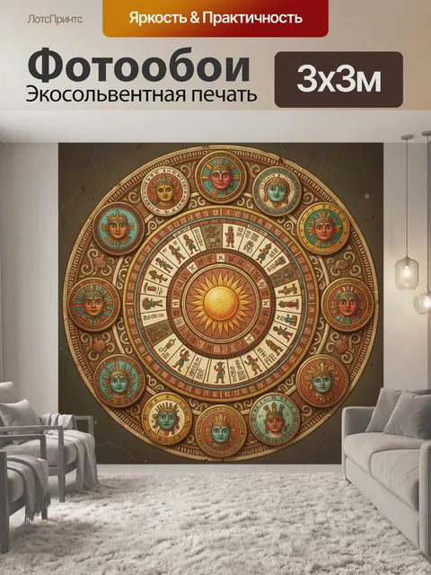 Фотообои Древний солнечный зодиакальный круг