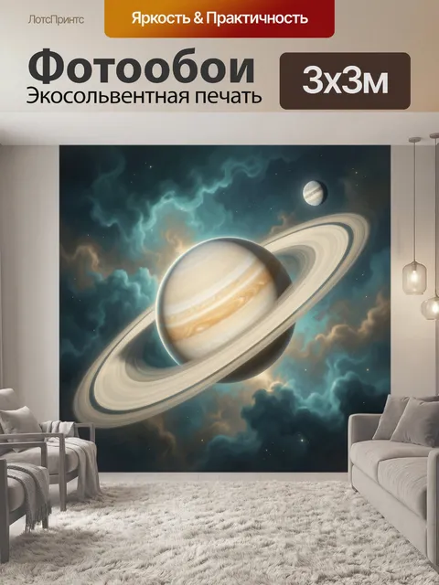 Фотообои Кольцевая планета в космосе