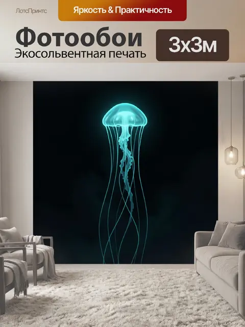 Фотообои Светящаяся медуза в темноте