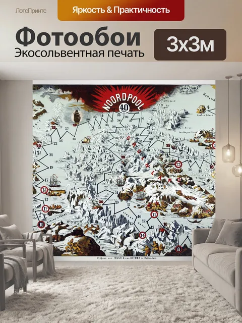 Фотообои Винтажное искусство карта Северного полю