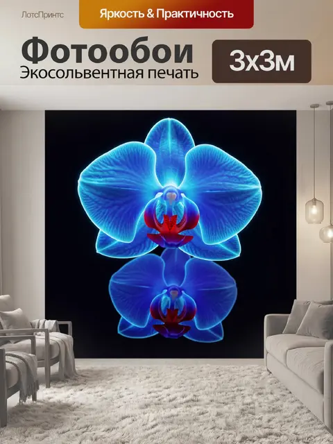 Фотообои Светящиеся синие орхидеи