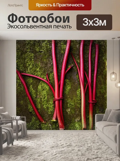Фотообои завязанные красные стебли ревеня