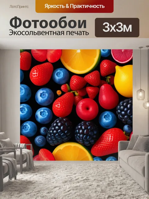 Фотообои фрукты в разных геометрических формах
